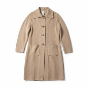 Talbots Vintage 100% Alpaca Duster Coatigan Made in Peru Petite M Tan Camel